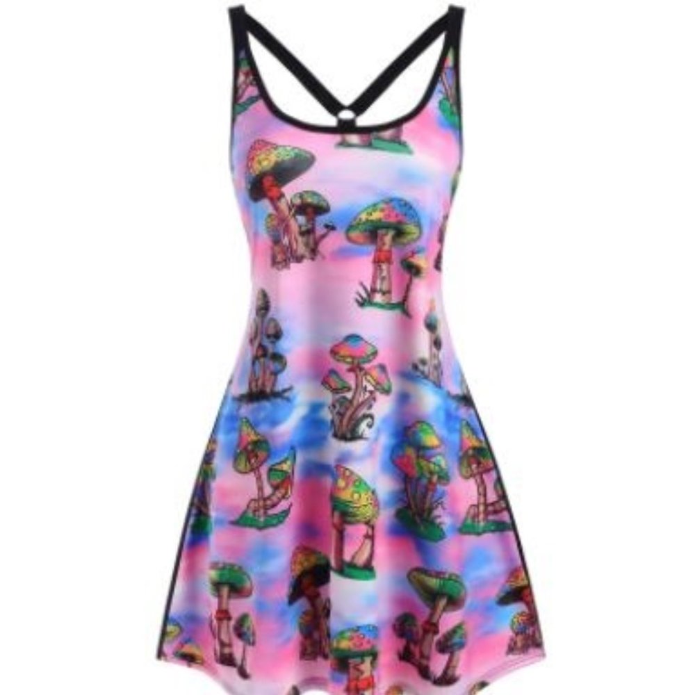 Pink Psychedelic Tie Dye Mushroom Dress